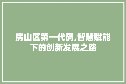 房山区第一代码,智慧赋能下的创新发展之路 房山区第一代码,智慧赋能下的创新发展之路 SEO关键词