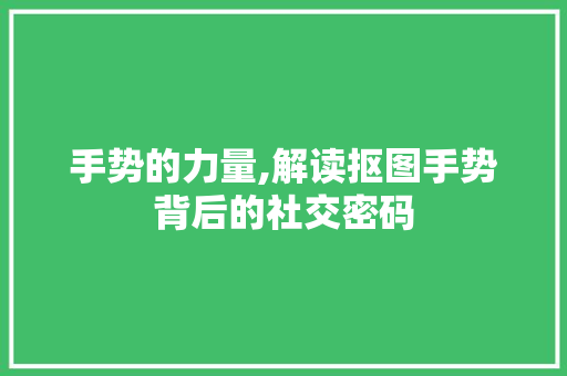 手势的力量,解读抠图手势背后的社交密码 手势的力量,解读抠图手势背后的社交密码 SEO关键词