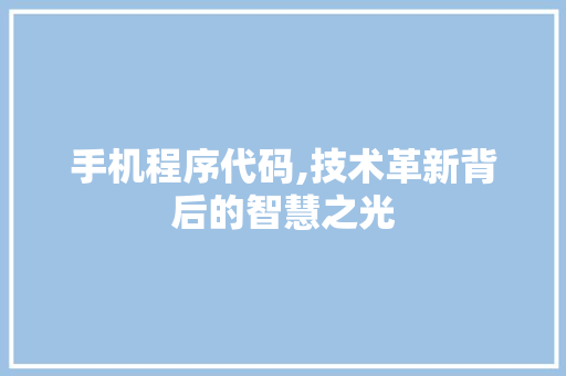 手机程序代码,技术革新背后的智慧之光 手机程序代码,技术革新背后的智慧之光 SEO关键词