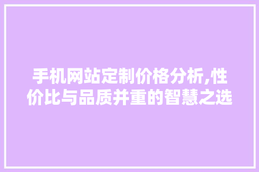 手机网站定制价格分析,性价比与品质并重的智慧之选