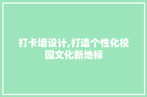 打卡墙设计,打造个性化校园文化新地标