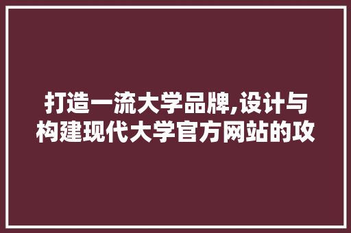 打造一流大学品牌,设计与构建现代大学官方网站的攻略 打造一流大学品牌,设计与构建现代大学官方网站的攻略 神马SEO