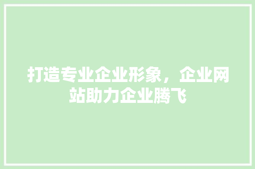 打造专业企业形象，企业网站助力企业腾飞 打造专业企业形象，企业网站助力企业腾飞 搜狗SEO