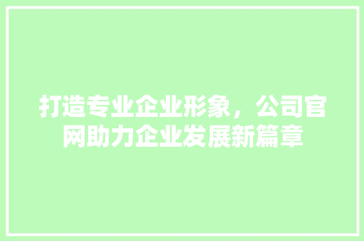 打造专业企业形象，公司官网助力企业发展新篇章 打造专业企业形象，公司官网助力企业发展新篇章 必应SEO