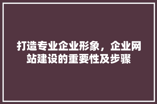 打造专业企业形象，企业网站建设的重要性及步骤 打造专业企业形象，企业网站建设的重要性及步骤 必应SEO