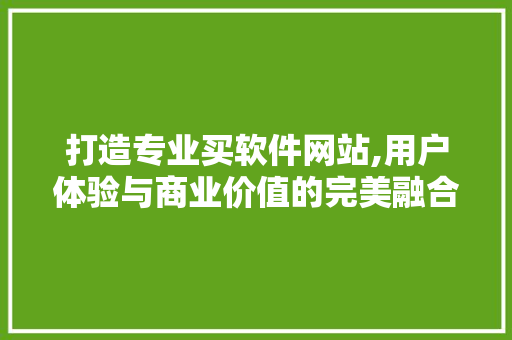 打造专业买软件网站,用户体验与商业价值的完美融合 打造专业买软件网站,用户体验与商业价值的完美融合 网站建设公司