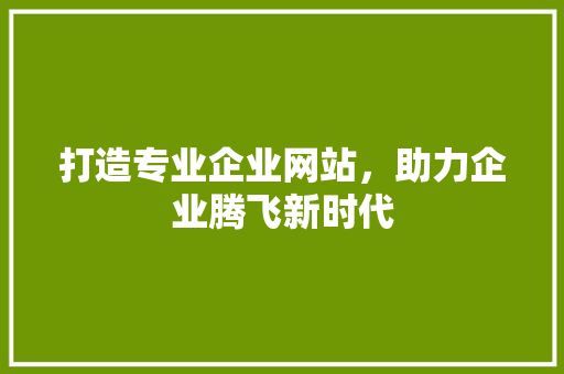 打造专业企业网站，助力企业腾飞新时代 打造专业企业网站，助力企业腾飞新时代 搜狗SEO