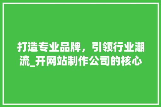 打造专业品牌，引领行业潮流_开网站制作公司的核心竞争力分析 打造专业品牌，引领行业潮流_开网站制作公司的核心竞争力分析 SEO关键词