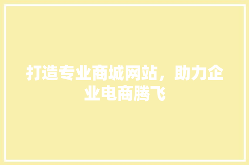 打造专业商城网站，助力企业电商腾飞 打造专业商城网站，助力企业电商腾飞 必应SEO