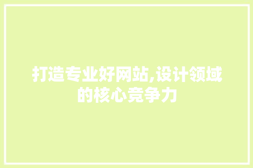 打造专业好网站,设计领域的核心竞争力 打造专业好网站,设计领域的核心竞争力 百度SEO