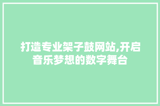 打造专业架子鼓网站,开启音乐梦想的数字舞台 打造专业架子鼓网站,开启音乐梦想的数字舞台 神马SEO