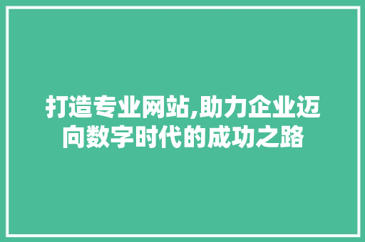 打造专业网站,助力企业迈向数字时代的成功之路 打造专业网站,助力企业迈向数字时代的成功之路 神马SEO