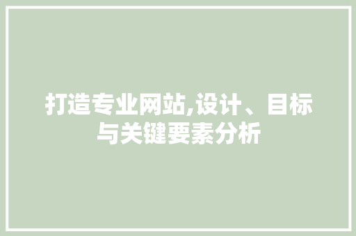 打造专业网站,设计、目标与关键要素分析 打造专业网站,设计、目标与关键要素分析 SEO关键词