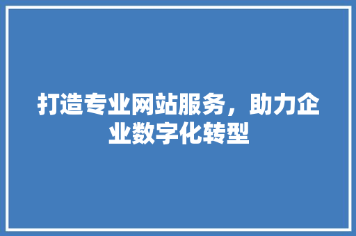打造专业网站服务，助力企业数字化转型 打造专业网站服务，助力企业数字化转型 神马SEO