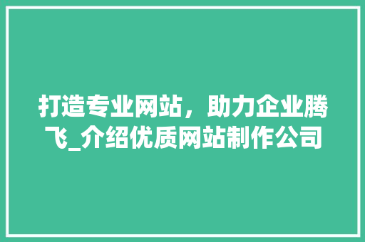 打造专业网站，助力企业腾飞_介绍优质网站制作公司 打造专业网站，助力企业腾飞_介绍优质网站制作公司 搜狗SEO