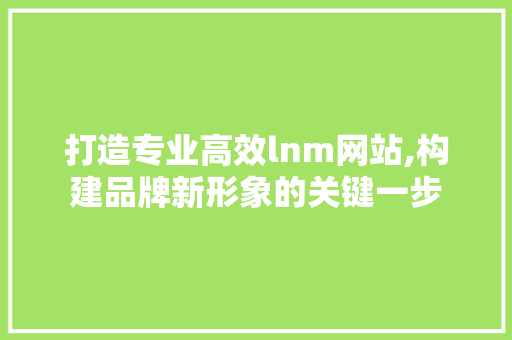 打造专业高效lnm网站,构建品牌新形象的关键一步 打造专业高效lnm网站,构建品牌新形象的关键一步 SEO关键词