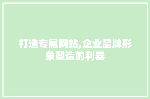 打造专属网站,企业品牌形象塑造的利器 打造专属网站,企业品牌形象塑造的利器 SEO关键词