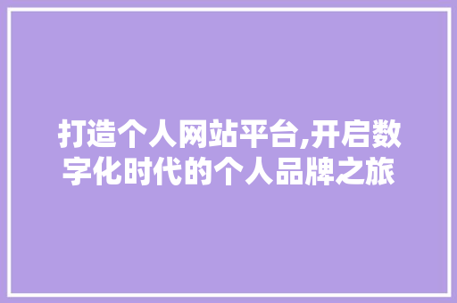 打造个人网站平台,开启数字化时代的个人品牌之旅 打造个人网站平台,开启数字化时代的个人品牌之旅 SEO关键词