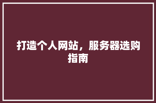 打造个人网站，服务器选购指南 打造个人网站，服务器选购指南 SEO关键词