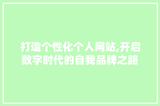 打造个性化个人网站,开启数字时代的自我品牌之路