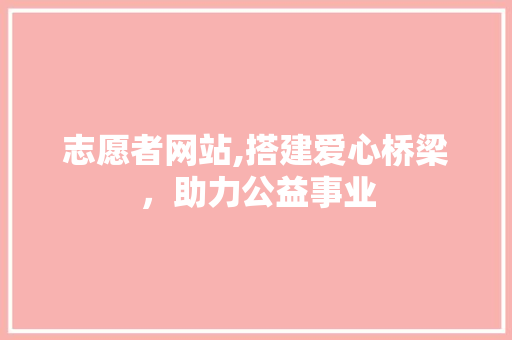 志愿者网站,搭建爱心桥梁，助力公益事业
