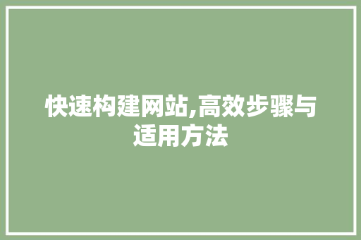 快速构建网站,高效步骤与适用方法 快速构建网站,高效步骤与适用方法 百度SEO