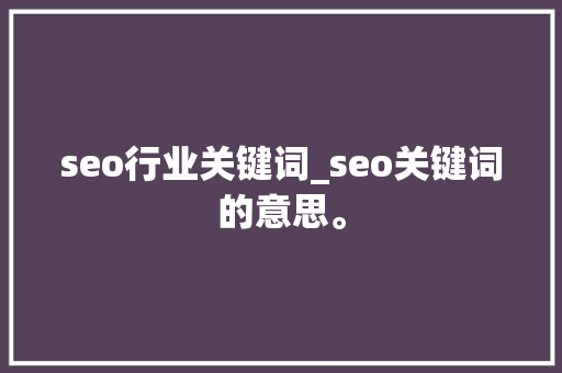 seo行业关键词_seo关键词的意思。