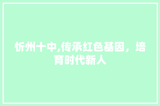 忻州十中,传承红色基因，培育时代新人
