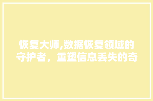 恢复大师,数据恢复领域的守护者，重塑信息丢失的奇迹