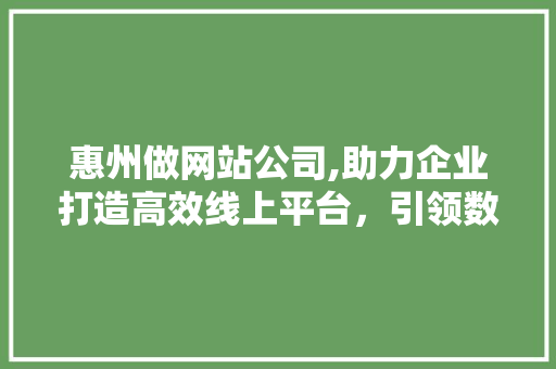 惠州做网站公司,助力企业打造高效线上平台，引领数字化转型潮流 惠州做网站公司,助力企业打造高效线上平台，引领数字化转型潮流 网站建设公司
