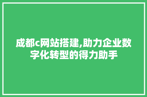 成都c网站搭建,助力企业数字化转型的得力助手 成都c网站搭建,助力企业数字化转型的得力助手 网站建设公司