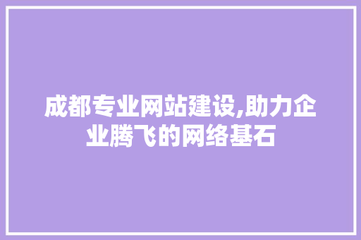 成都专业网站建设,助力企业腾飞的网络基石 成都专业网站建设,助力企业腾飞的网络基石 网站建设公司
