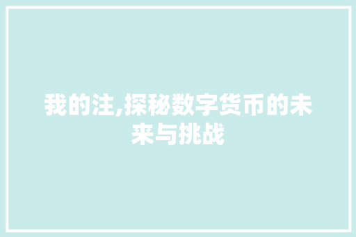 我的注,探秘数字货币的未来与挑战 我的注,探秘数字货币的未来与挑战 百度SEO