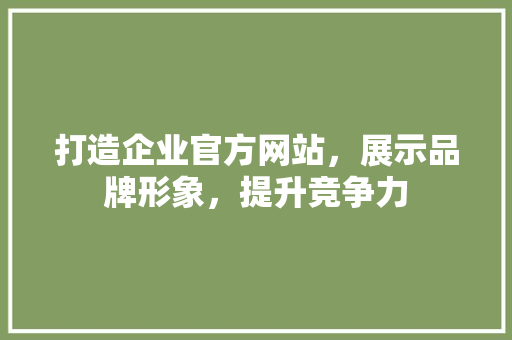 打造企业官方网站，展示品牌形象，提升竞争力