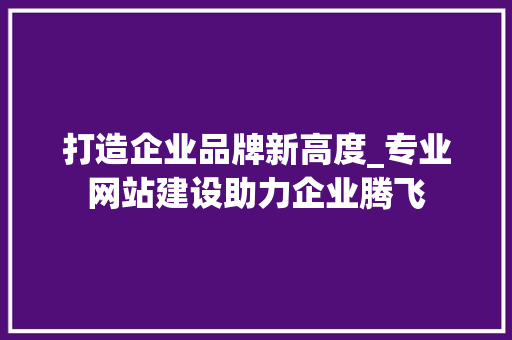 打造企业品牌新高度_专业网站建设助力企业腾飞 打造企业品牌新高度_专业网站建设助力企业腾飞 神马SEO