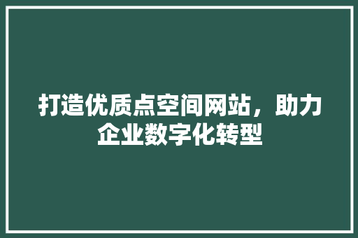 打造优质点空间网站，助力企业数字化转型