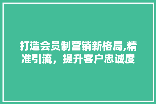 打造会员制营销新格局,精准引流，提升客户忠诚度 打造会员制营销新格局,精准引流，提升客户忠诚度 SEO关键词