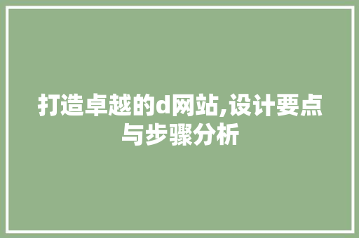 打造卓越的d网站,设计要点与步骤分析
