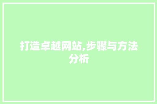 打造卓越网站,步骤与方法分析 打造卓越网站,步骤与方法分析 SEO关键词