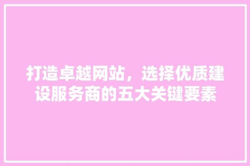 打造卓越网站，选择优质建设服务商的五大关键要素 打造卓越网站，选择优质建设服务商的五大关键要素 SEO关键词