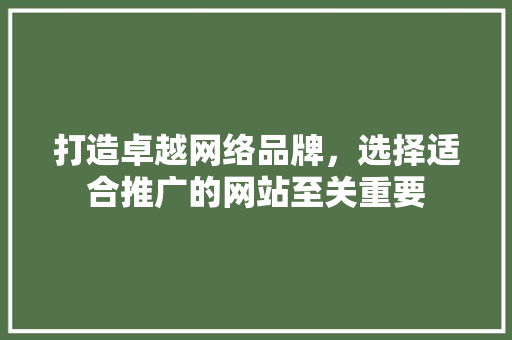 打造卓越网络品牌，选择适合推广的网站至关重要 打造卓越网络品牌，选择适合推广的网站至关重要 必应SEO