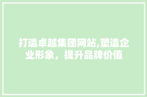 打造卓越集团网站,塑造企业形象，提升品牌价值