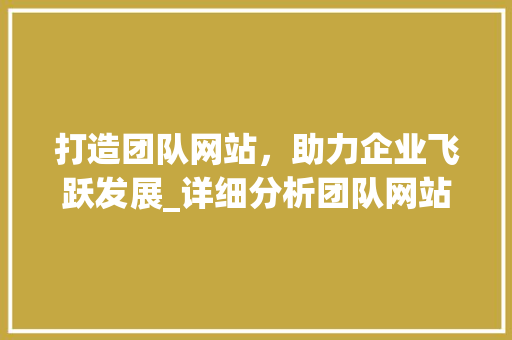 打造团队网站，助力企业飞跃发展_详细分析团队网站设计图 打造团队网站，助力企业飞跃发展_详细分析团队网站设计图 网站建设公司