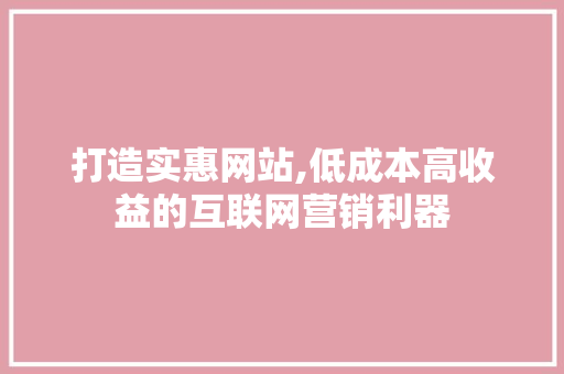 打造实惠网站,低成本高收益的互联网营销利器 打造实惠网站,低成本高收益的互联网营销利器 必应SEO