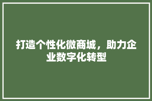 打造个性化微商城，助力企业数字化转型 打造个性化微商城，助力企业数字化转型 搜狗SEO