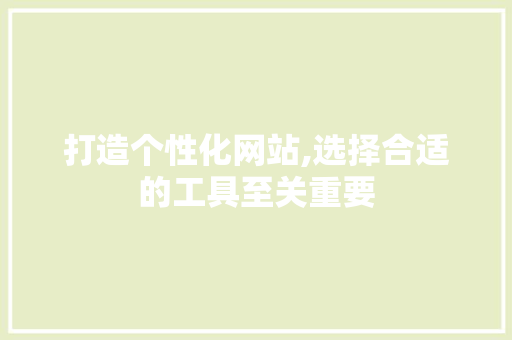 打造个性化网站,选择合适的工具至关重要 打造个性化网站,选择合适的工具至关重要 SEO关键词