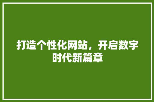 打造个性化网站，开启数字时代新篇章 打造个性化网站，开启数字时代新篇章 SEO关键词