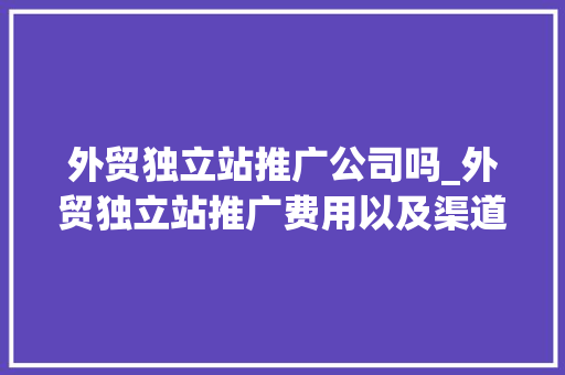 外贸独立站推广公司吗_外贸独立站推广费用以及渠道。 外贸独立站推广公司吗_外贸独立站推广费用以及渠道。 网站建设公司