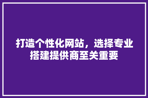 打造个性化网站，选择专业搭建提供商至关重要 打造个性化网站，选择专业搭建提供商至关重要 网站建设公司