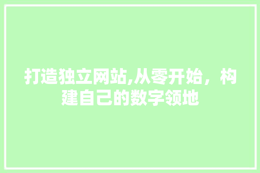 打造独立网站,从零开始，构建自己的数字领地 打造独立网站,从零开始，构建自己的数字领地 必应SEO